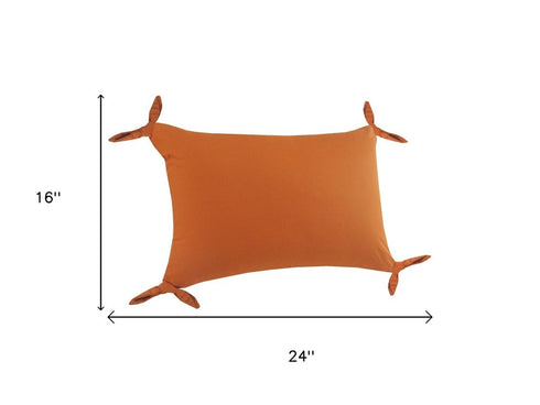 Set of Two 16" X 24" Orange Lumbar Cotton Throw Pillows