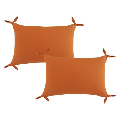 Set of Two 16" X 24" Orange Lumbar Cotton Throw Pillows