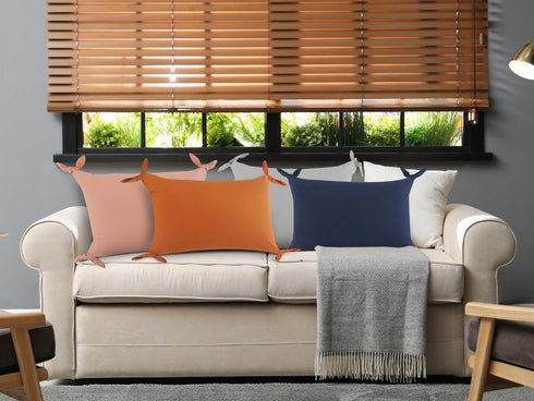 Set of Two 16" X 24" Orange Lumbar Cotton Throw Pillows