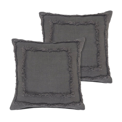 Set of Two 20" Dark Gray Geometric Cotton Throw Pillows