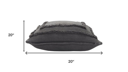 Set of Two 20" Dark Gray Geometric Cotton Throw Pillows