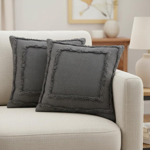 Set of Two 20" Dark Gray Geometric Cotton Throw Pillows