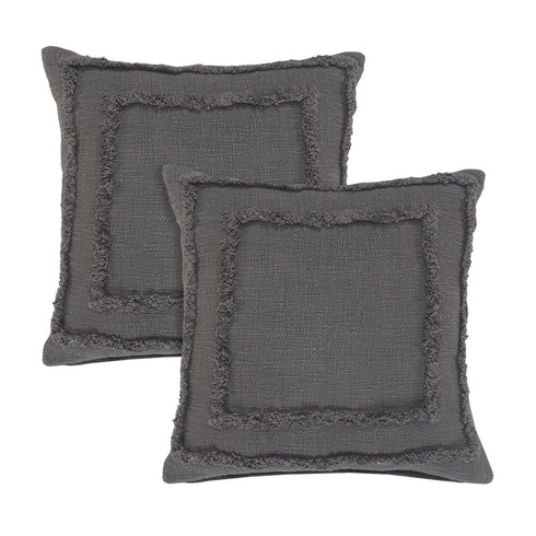 Set of Two 20" Dark Gray Geometric Cotton Throw Pillows