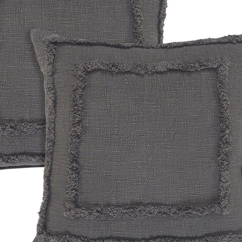 Set of Two 20" Dark Gray Geometric Cotton Throw Pillows