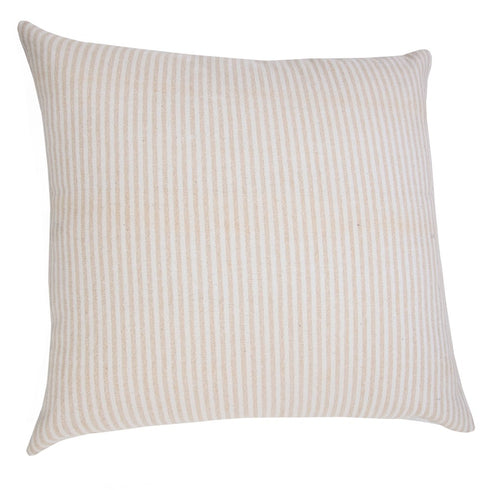Set of Two 20" Beige And Natural Striped Cotton Throw Pillows