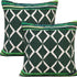 Set of Two 20" Green And Ivory Geometric Cotton Blend Throw Pillows