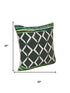 Set of Two 20" Green And Ivory Geometric Cotton Blend Throw Pillows