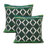 Set of Two 20" Green And Ivory Geometric Cotton Blend Throw Pillows