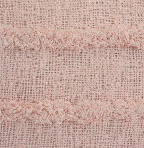 Set of Four 20" Blush And Pearl Striped Cotton Throw Pillows