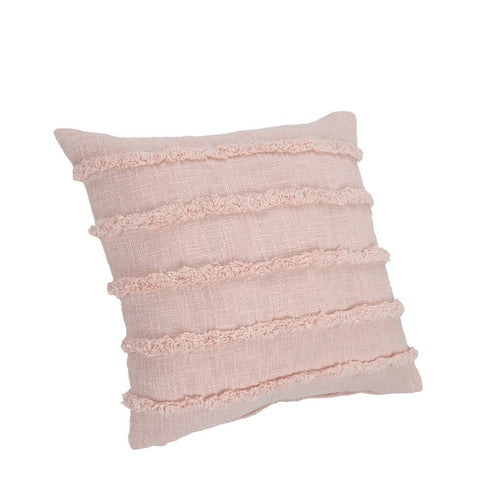 Set of Four 20" Blush And Pearl Striped Cotton Throw Pillows