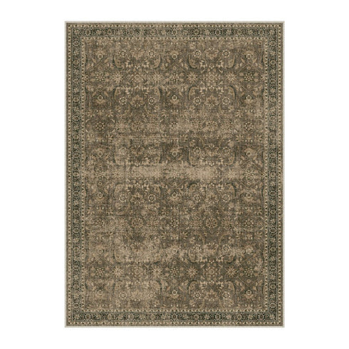 8' X 10' Brown And Beige Floral Medallion Washable Area Rug