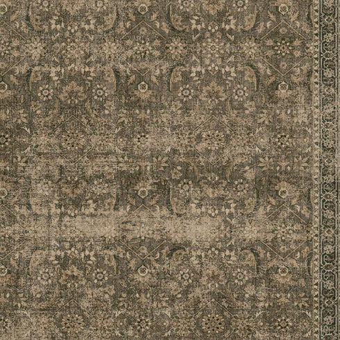 8' X 10' Brown And Beige Floral Medallion Washable Area Rug