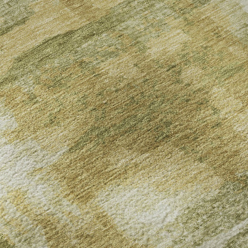8' Sage And Ivory Abstract Washable Round Rug With UV Protection