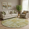 8' Sage And Ivory Abstract Washable Round Rug With UV Protection