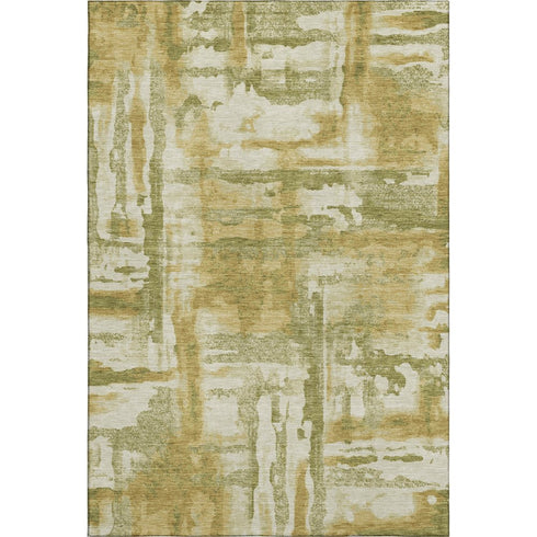 9' X 12' Sage And Ivory Abstract Washable Area Rug With UV Protection