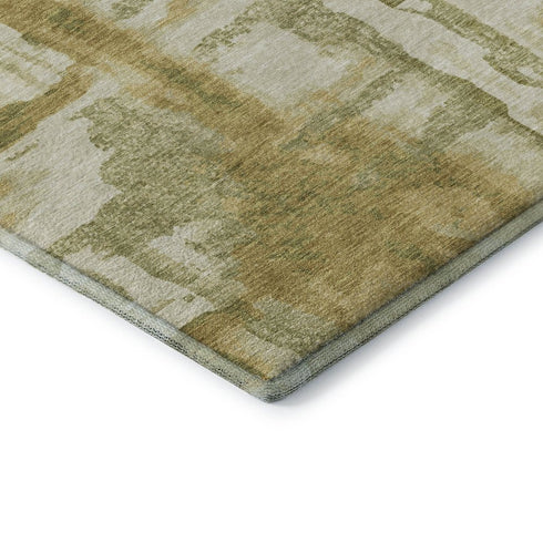 9' X 12' Sage And Ivory Abstract Washable Area Rug With UV Protection