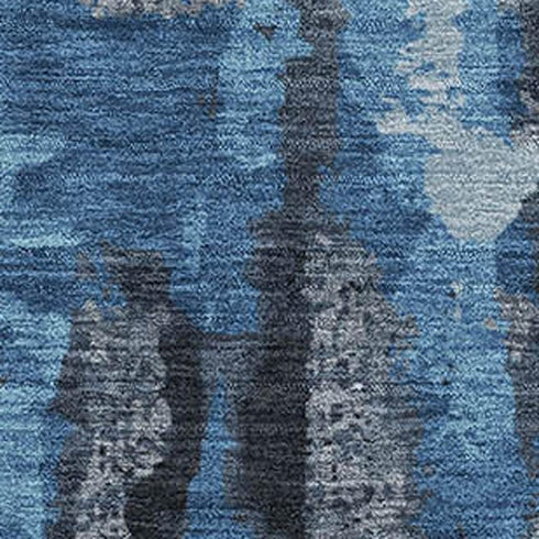5' X 8' Black And Blue Abstract Washable Area Rug With UV Protection