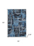 5' X 8' Black And Blue Abstract Washable Area Rug With UV Protection