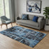 5' X 8' Black And Blue Abstract Washable Area Rug With UV Protection
