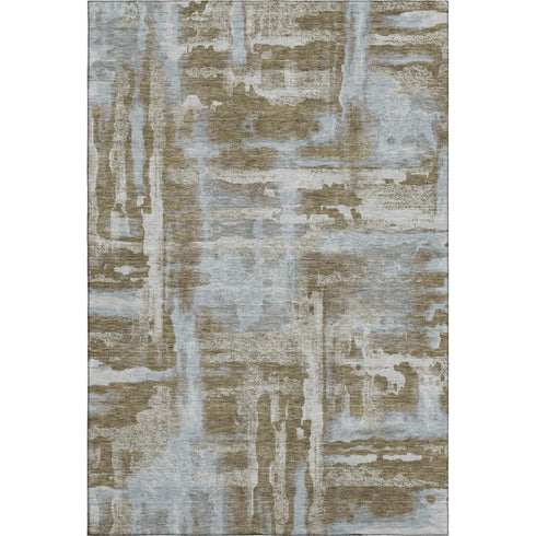 5' X 8' Brown And Beige Abstract Washable Area Rug With UV Protection