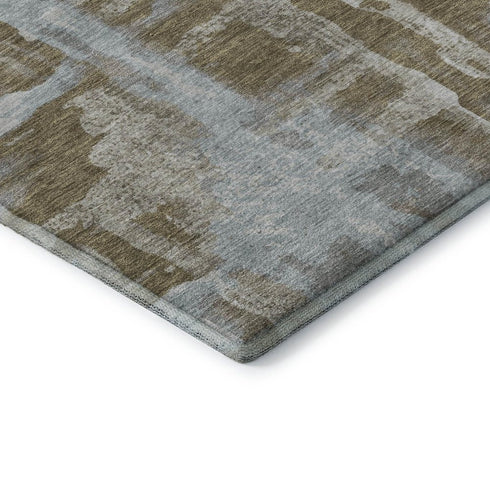 5' X 8' Brown And Beige Abstract Washable Area Rug With UV Protection
