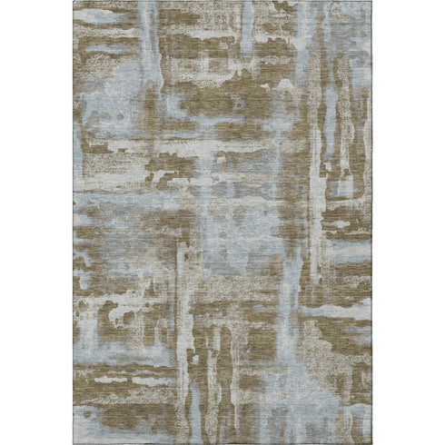 5' X 8' Brown And Beige Abstract Washable Area Rug With UV Protection