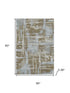5' X 8' Brown And Beige Abstract Washable Area Rug With UV Protection