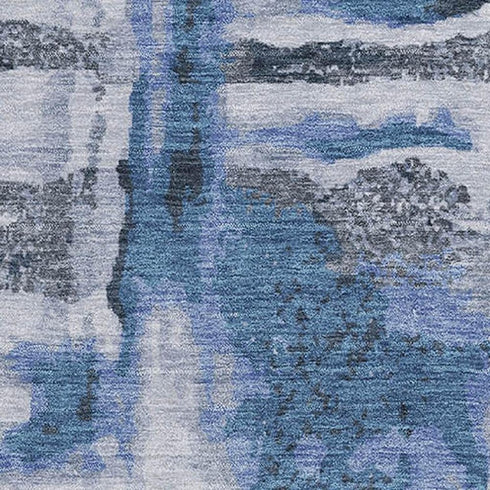 5' X 8' Blue And Gray Abstract Washable Area Rug With UV Protection