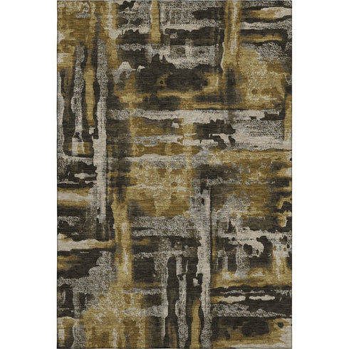 5' X 8' Coffee And Gray Abstract Washable Area Rug With UV Protection
