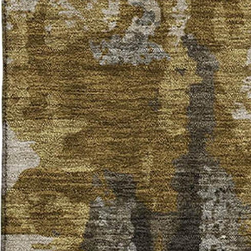 5' X 8' Coffee And Gray Abstract Washable Area Rug With UV Protection