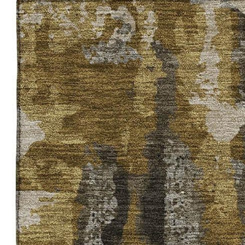 5' X 8' Coffee And Gray Abstract Washable Area Rug With UV Protection