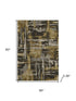 5' X 8' Coffee And Gray Abstract Washable Area Rug With UV Protection