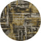 8' Coffee And Gray Abstract Washable Round Rug With UV Protection