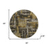 8' Coffee And Gray Abstract Washable Round Rug With UV Protection