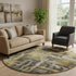 8' Coffee And Gray Abstract Washable Round Rug With UV Protection