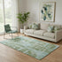 5' X 8' Fern Green And Sky Blue Abstract Washable Area Rug With UV Protection