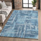 9' X 12' Denim Blue And Sky Blue Abstract Washable Area Rug With UV Protection