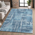 9' X 12' Denim Blue And Sky Blue Abstract Washable Area Rug With UV Protection