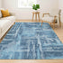 9' X 12' Denim Blue And Sky Blue Abstract Washable Area Rug With UV Protection