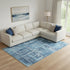 9' X 12' Denim Blue And Sky Blue Abstract Washable Area Rug With UV Protection