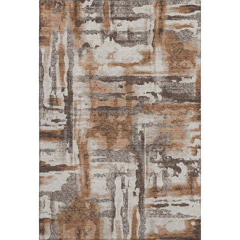 5' X 8' Rust And Brown Abstract Washable Area Rug With UV Protection