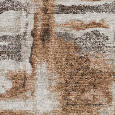 5' X 8' Rust And Brown Abstract Washable Area Rug With UV Protection