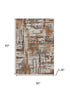 5' X 8' Rust And Brown Abstract Washable Area Rug With UV Protection
