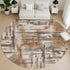 8' Rust And Brown Abstract Washable Round Rug With UV Protection