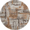 8' Rust And Brown Abstract Washable Round Rug With UV Protection