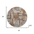 8' Rust And Brown Abstract Washable Round Rug With UV Protection
