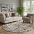 8' Rust And Brown Abstract Washable Round Rug With UV Protection