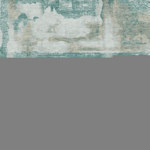 8' X 10' Teal And Taupe Abstract Washable Area Rug With UV Protection