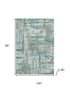 8' X 10' Teal And Taupe Abstract Washable Area Rug With UV Protection
