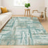 8' X 10' Teal And Taupe Abstract Washable Area Rug With UV Protection